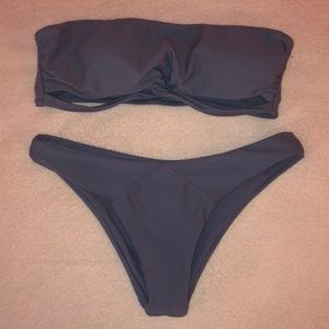 Zaful Bandeau Knot Bottom Bikini Set